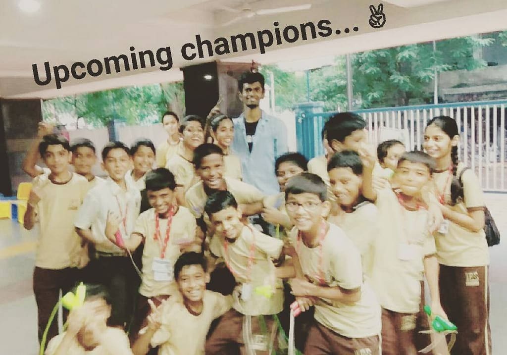 Aman Verma coaching young athletes during jump rope camp